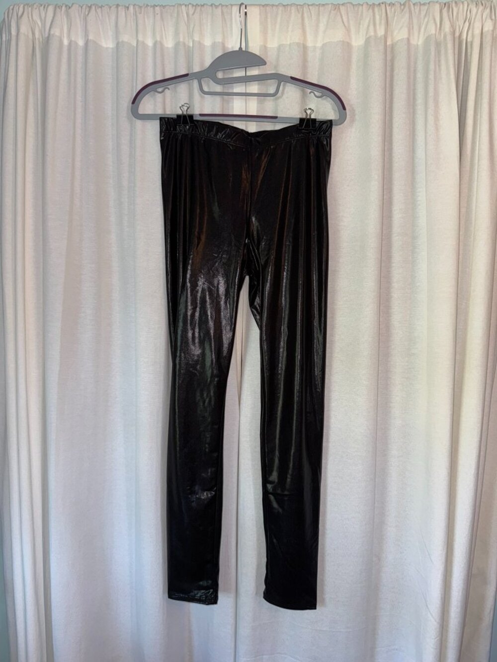 Midnight Hour Black Faux Leather Shiny Leggings - Size S